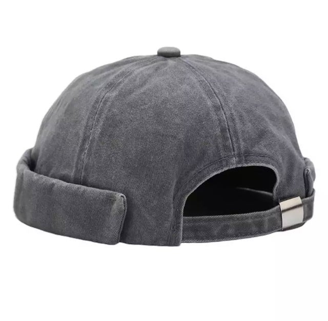 Gray Brimless Hat Suede